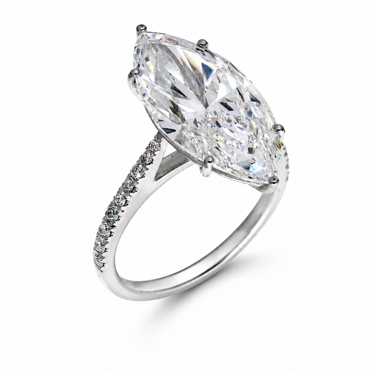 Lab-grown witgouden marquise solitair ring 6.79crt